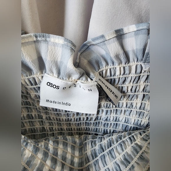 Women's Asos Smock Design Dress Size 12 with Ruffle Shoulder Straps - Picture 3 of 5